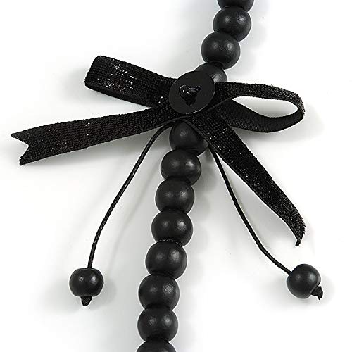Juego de collar de madera negra de 80 cm con pulsera y pendientes 3