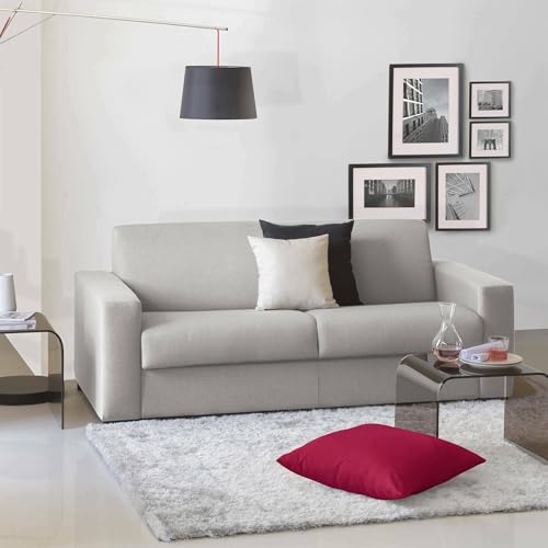 Talamo Italia Divano Letto Elisabetta a 3 posti, Sofà Soggiorno, Made in Italy, Apertura Girevole con Materasso e Rete Inclusi, in Tessuto Imbottito, con braccioli Slim, Cm: 200x95h90, Grigio