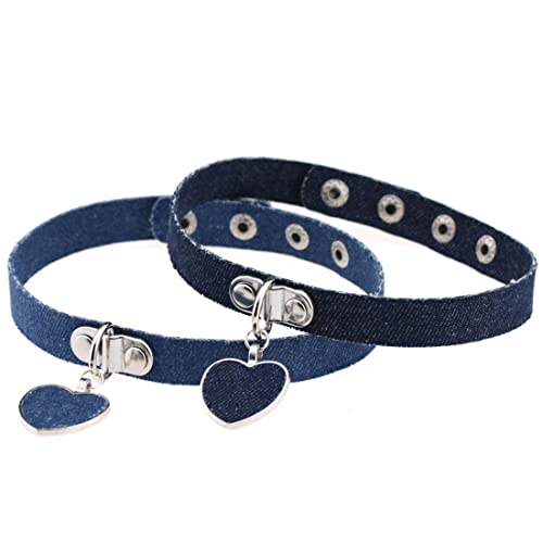 Women Bohemian Denim Jean Choker Collar Necklaces Fashion Heart Pendant Chokers Necklaces Jewelry2