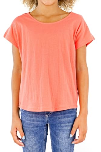 Girls Short Sleeve Cotton Dolman with Curve Hem