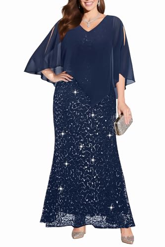 Mother of The Bride Groom Dress Plus Size Navy Blue