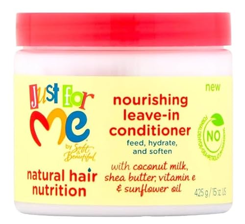 Just For Me Natural Nutrition Leave-In Conditioner 15oz – Hydrating & Detangling Formula for Kids’ Hair – Moisture-Rich, Sulfate-Free, Strengthens & Softens Natural Curls & Coils
