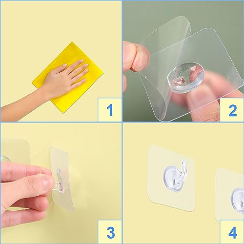 8 ganci trasparenti, ganci quadrati, ganci adesivi...