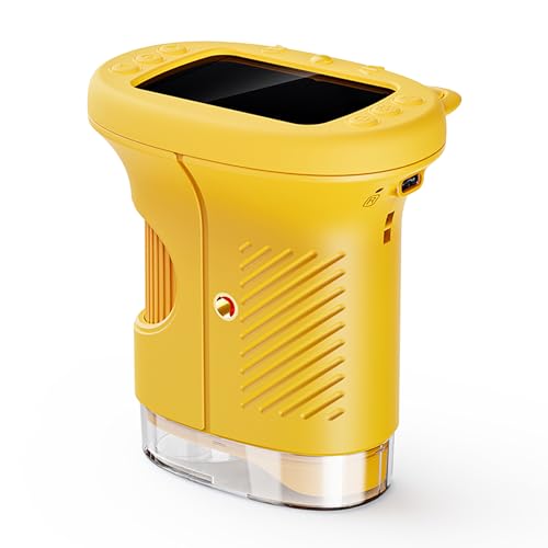 OAEBLLE Microscopio para Niños, Microscopio Portátil Digital 1000X con Pantalla IPS 2,4, 8 LED Regulables, Recargable USB, Juguete Exploración Casa y Exterior, Niños 3-12 años