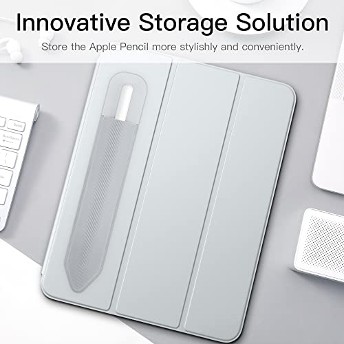 Image of MoKo Adhesive Pencil Case Holder Sticker for Apple Pencil, Silver Grey | Elastic Pencil Pocket Pouch, Adhesive Sleeve, Attached to iPad Case, For Pro /USB-C /1st /2nd Gen and Similarly Stylus Pens