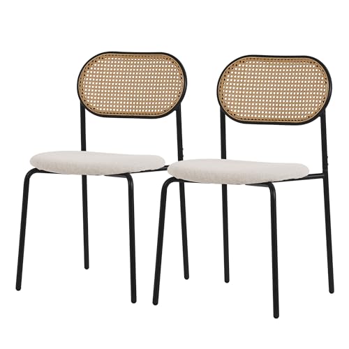 ML-Design Esszimmerstühle 2er Set Beige, Küchenstuhl mit Rattan...