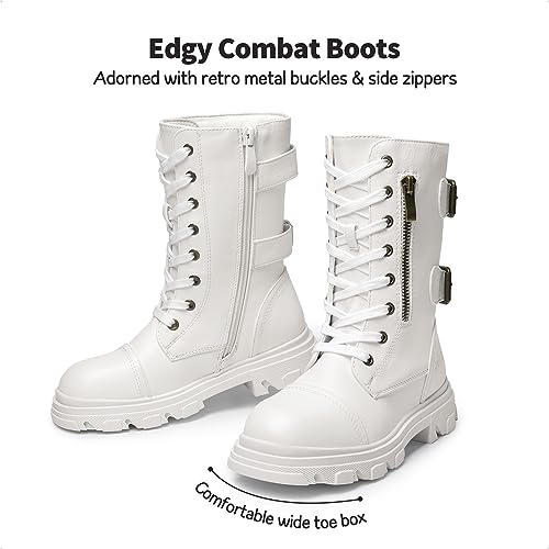 DREAM PAIRS Girls Combat Boots Side Zipper Ankle Booties Toddler/Little Kid/Big Kid3
