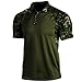 Mens Fashion Casual Comfort Morbido Allentato Sport All'aria Aperta Risvolto Tinta unita Stampa Camouflage Manica Raglan Top Manica Corta T Shirt Top Camicetta Mens T-shirt Bianco, Verde militare, L