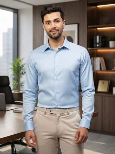 Image of DEELMO Combo of Men's Stylish Solid Satin Casual Shirt for Men Full Sleeves| Poly Satin Silk Shirt Pack of 2