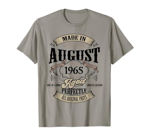 Vintage 60th Birthday Born August 1965 60 Years Old Gift T-Shirt