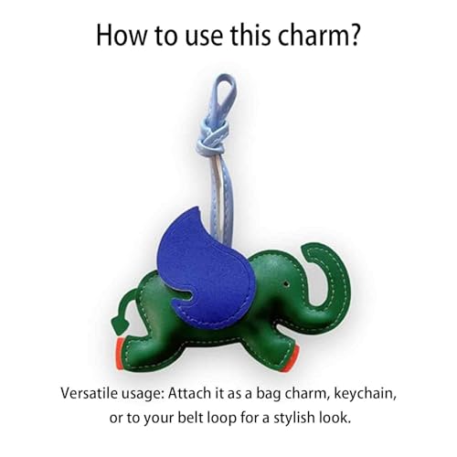 Image of 2PCS Set in Grey and Green Bag Charm, Elephant Bag Charm for Women, Cute Bag Accessories for Girls, Bag Charms Keychain for Daily Use, Cute Animal Keychain