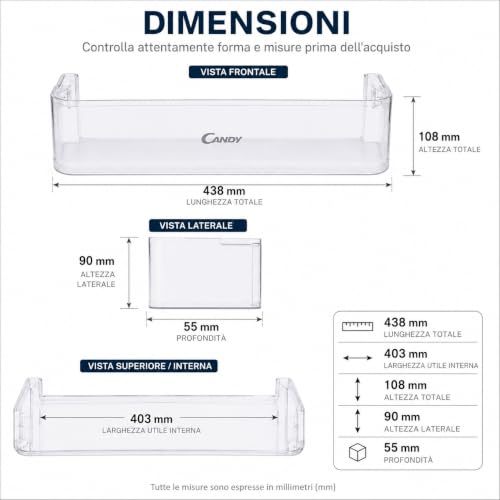 CANDY 43008331 Clayette Porte-Bouteilles en Plastique pour Réfrigérateur – vue 2