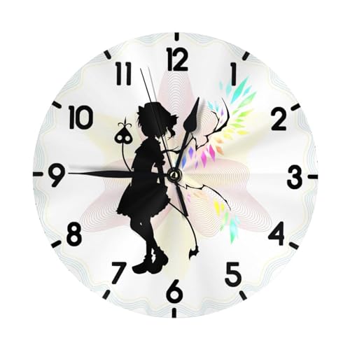壁掛け時計 東方シリーズ フランドール スカーレット 置き時計 大数字 見やすい 直径25cm 円形 音無し 連続秒針 飾り 壁掛け