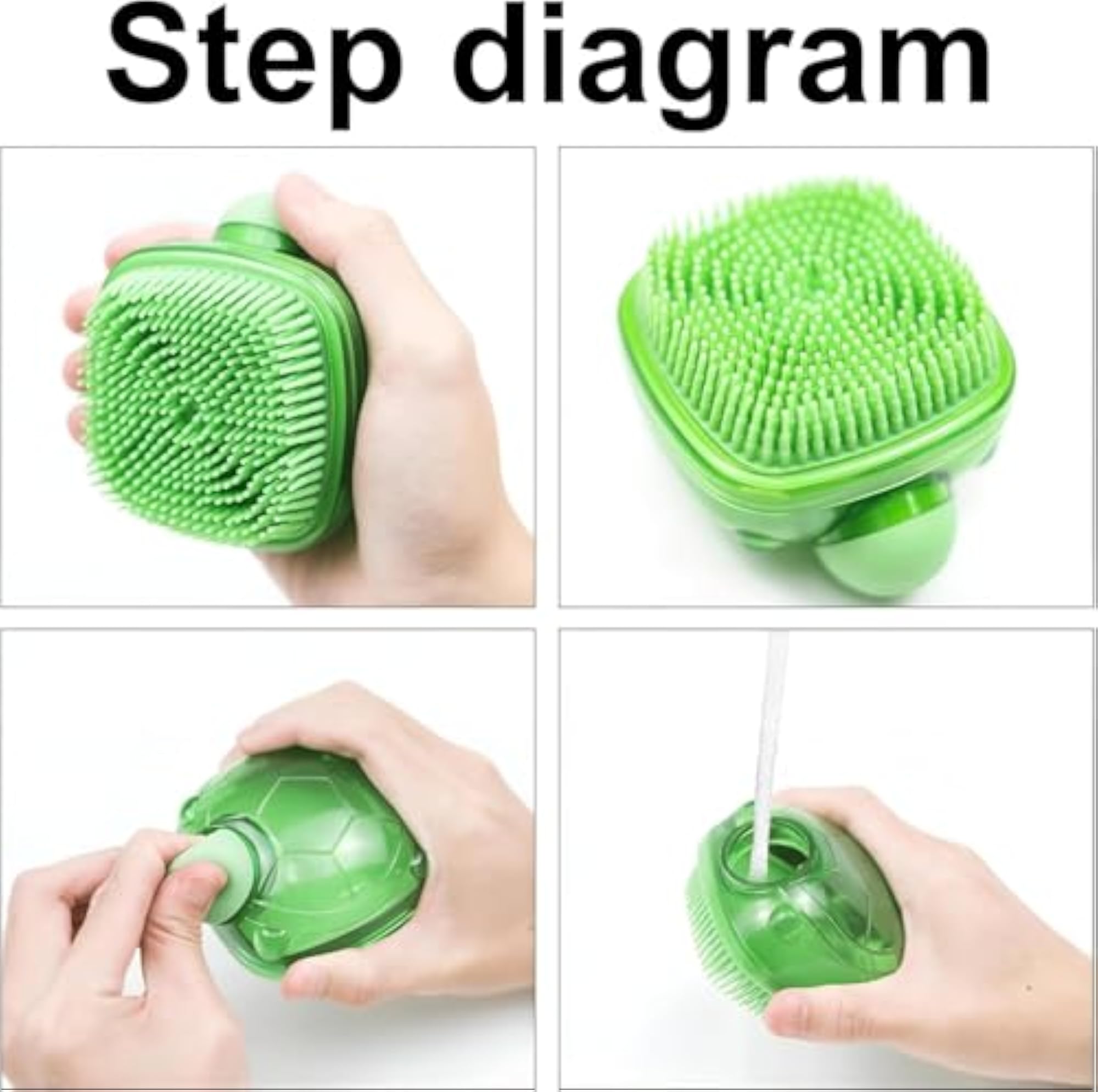 Transparent Turtle Silicone Bath Brush with Shampoo Dispenser