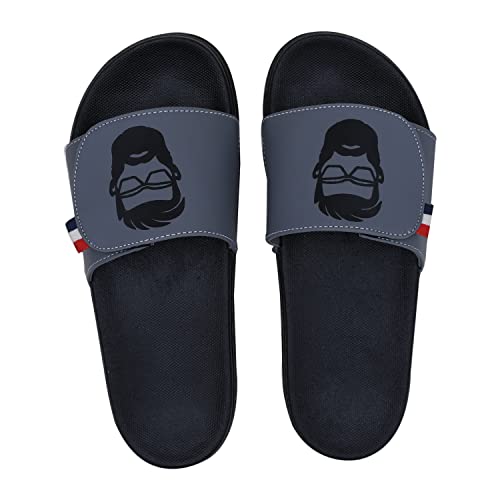 Image of PERY-PAO Mens Comfort Sliders Grey, Sky Blue, Black, White, peach, Neon Green, Olive Green Boys Flip-Flops