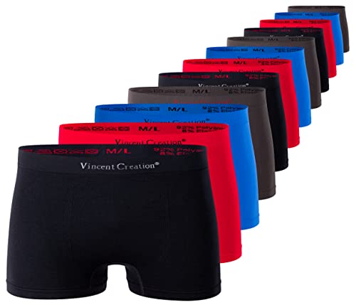 Vincent Creation 12er Pack Herren Seamless Boxershorts-Pant, Nahtlose Retroshorts, geschmeidig weiche Microfaser L/XL, Gemischt (schwarz,rot,blau,grau)