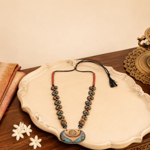 Image of Handcrafted Tribal Dhokra & Floral Charm Necklace Collection | Artisan Brass, Glass & Contemporary Statement Necklaces for Women | Ethnic, Elegant & Artistic Jewelry