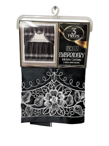 Sally Textiles Inc Fiona Embroidered Kitchen Curtain 36