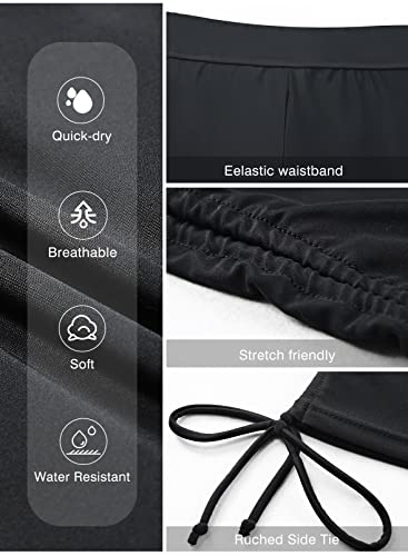 Aleumdr Women's Rash Guard Board Shorts Upf50+ Sports Capris Swim Bottom Skinny Surfing Tights With Side Drawstring Black 2Xl 18 20 #TOP6