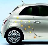 fiat 500 abarth stickers Material: vinilo brillante DualColorStampe Adhesivos compatibles con Fiat 500 stickers universales tuning estrellas calcomanía coche lateral COD.0284 (dorado)