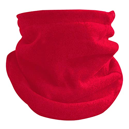 Octave Kids Winter Neck Warmer Multifunctional Headwear Kid Snood Warm Kids Scarf Winter Fleece Windproof Neck Gaiter for Boys & Girls Unisex Thermal Snoods For Cycling Outdoor Sports(Red)