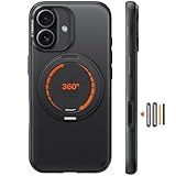 TORRAS iPhone 17 用ケース 【カチカチ・多機能360度回転スタンド】リング Ostand O3 Fitness MagSafe対応 米軍MIL規格耐衝撃 スタンド 指紋防止 黄変防止 カメラコントロールボタン付き ストラップホール 半透明 撮影/動画視聴/日常の記録 手のひらサイズの映像革命 ブラック