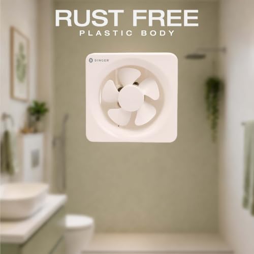 Image of SINGER Fresho N 200mm Energy Efficient Exhaust fan for Kitchen, Bathroom | Turbo Spin 1300 RPM, High Suction With Low Noise | High Speed, Powerful Motor, 100% Copper, 2 Yrs Warranty【White】