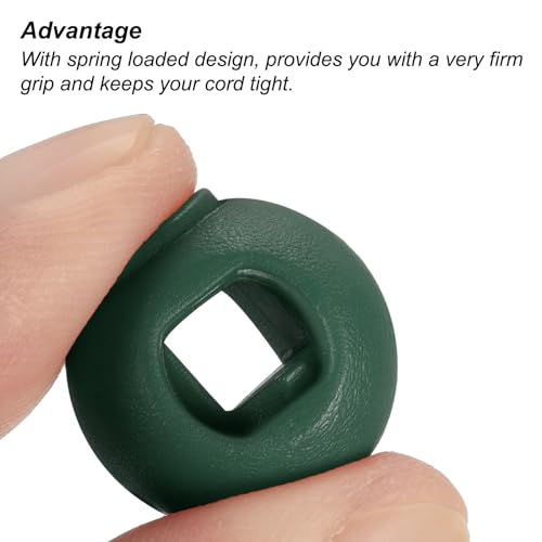 PATIKIL Cord Locks, 30 Pack Ball Spring Toggle Stopper for Drawstring Bag Shoelaces Dark Green, 17x22mm - Image 4