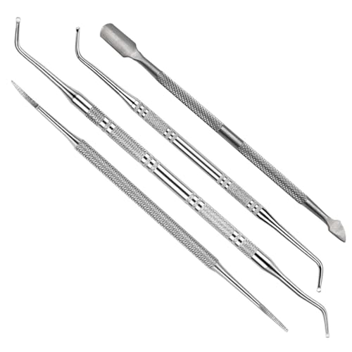 FDCGAS pedicura - 4 pcs Herramienta de pedicura, Profesional Uñas Encarnadas Levantador Cutícula para Pies, Acero Inoxidable Kit Kit de Herramientas de pedicura para Cuidados de Pedicura