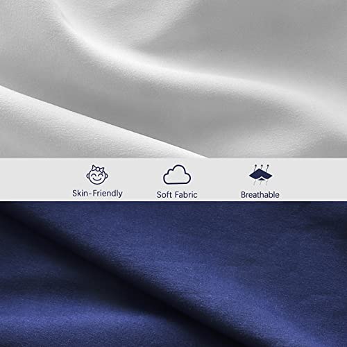 Baby Bassinet Sheets 4 Pack Compatible with 33" x 20" Mika Micky, Baby Delight, Dream On Me and Other Rectangle Bassinet Mattress, Ultra Soft & Skin Friendly, Washer & Dryer, Grey and Navy Blue