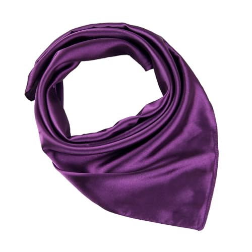 JK Home Faux Soie Écharpe 60x60cm Foulard Carré Couleur Uni Châle Doux Léger Élégant Violet