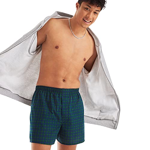 Hanes Men's 5-Pack Tartan Boxer with Inside Exposed Waistband, Multi, Medium