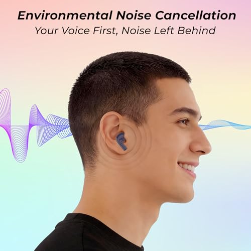 Image of AROMA TWS22 Zivo V5.4 True Wireless Earbuds, Punk Blue | up to 60H Playtime, ENC, Fast Charging, Heavy Bass