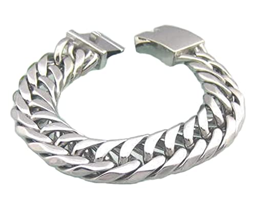 Whoiy Bracelet INOX, Bracelet Homme en Argent Chaîne de Fouet Cadeau Meilleur Ami Bracelet 22cmx19mm