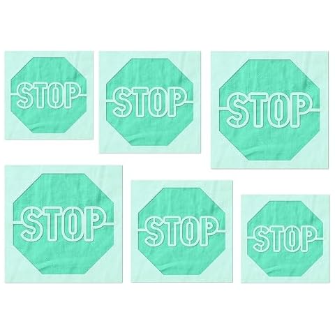 Stencil Stop Stop Sign Inverse Stencil - Reusable for DIY Projects, Painting, Drawing, Crafts - 14 Mil Mylar Plastic (6 Pack (2", 3", and 4", 2 Each)) Cover