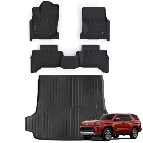 Floor Mats for Toyota 4runner 2025 Gas (Not Fit Hybrid EV & i-Force MAX) with Cargo Liners,TPE All Weather Protection 5 Seats Car Floor Liners with Trunk Mat Accessories