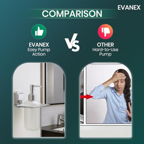 Image of EVANEX EVANEX 304 Grade Stainless Steel Stand Glass Bottle Liquid Soap Dispenser /Hand Wash Gel, Conditioner, Sanitizer Stand, Shampoo Dispenser /Bathroom Accessories Set (Selvi)