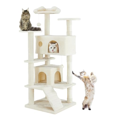 54 Inches Multi-Level Cat Tree Tower, Cat Tree Tower Furniture Activity with Scratching Post, Cats House Play, Toys and Condo for Indoor Kittens, Navy