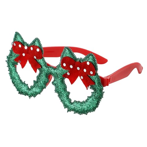 Komonee Christmas Novelty Glasses Sunglasses | Xmas Costume Eyewear Fancy Dress Up | Funny Festive Party Favours for Holiday Celebrations & Photo Booth Props for All Ages Holly Wreath