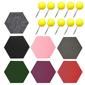 Cabilock 17 Stks Vilt Zeshoek Tegel Boards Zelfklevende Muur Bulletin Boards (willekeurige kleur)
