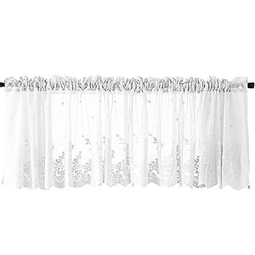 CwQisjk Bonita cortina corta decorativa de encaje, perfecta para ventanas pequeñas de cocina y baño (130 x 41)