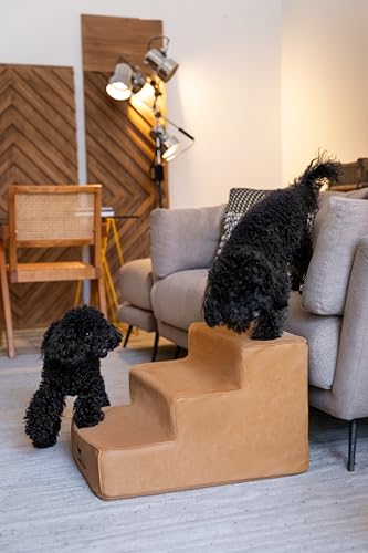 Escalier pour animaux en cuir Noah & Paw avec mousse haute performance extra large pour canapé