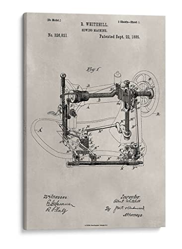 Canvas Lab Canvas Wall Art Decor Patent-Sewing Machine by the Artist Alicia Ludwig – Size: 20 x 30 in - Art subject: Illustrative. Especially designed for Oficina,Oficina de Ingeniero