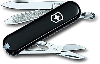 Victorinox Classic SD Swiss Army Pocket Knife, Small, Multi Tool, 7 Functions, Scissors, Nail File, Black