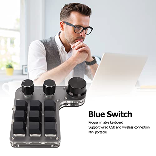Mini Macro Mechanical Gaming Keyboard, 9 Keys 3 Knobs One Handed Usb Pc Keypad, Programmable Shortcut Custom Function, Dual Mode Connection, Osu Gaming Keyboard! #TOP2