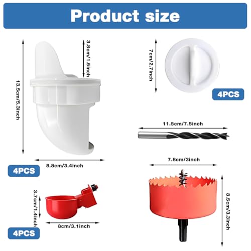 Image of HASTHIP 4PCS Chicken Feeder and Drinker Kit, DIY Poultry Feeding System