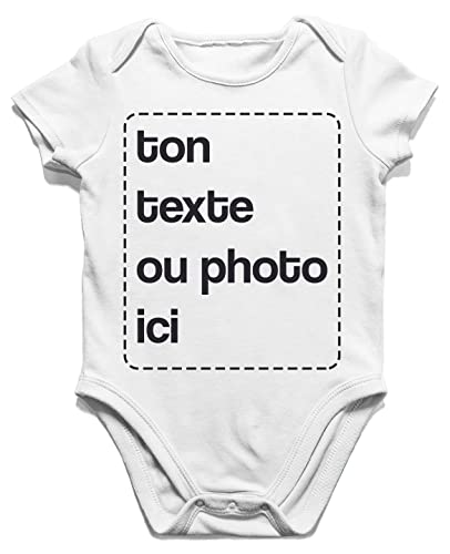 BLAK TEE Homme Personnalisez Votre Propre imprimé personnalisé avec du Texte ou Une Photo Cadeaux Body Bébé Bio Manches Courtes Blanc 3-6 Mois