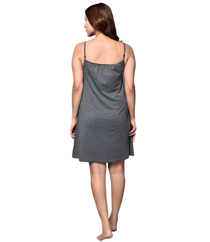 Image of Inner Sense Organic Cotton Nighty for Women Stylish I Above Knee Length Spaghetti with Scoop Neck Design I Adjustable Straps Camisole for Woman to Wear Solo or Layered