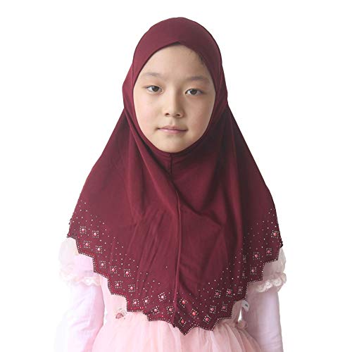 Girls Hijab with Rhinestones – Sparkly Non-Slip Amira Scarf for Kids, for Daily Prayer, School, Ramadan & Eid (Ages 4-12)