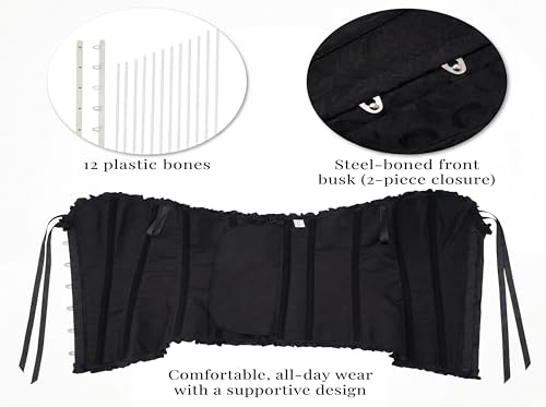 Image of SZIVYSHI Corset Tops for Women, Bustier Shapewear Lingerie, Lace Waist Push Up Bodysuit